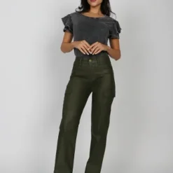 JEANS ECO CUERO VERDE 4855