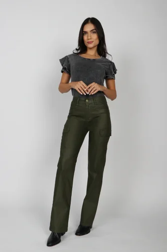 JEANS ECO CUERO VERDE 4855