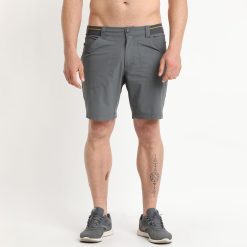 Bermudas outdoor hombre Gris franja amarilla en elastico