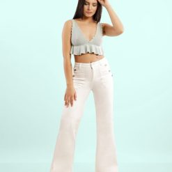 JEANS LORETA PALAZZO WHITE