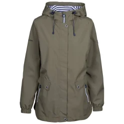 Chaqueta impermeable con capucha para mujer Flourish verde oscuro