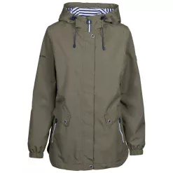 Chaqueta impermeable con capucha para mujer Flourish verde oscuro